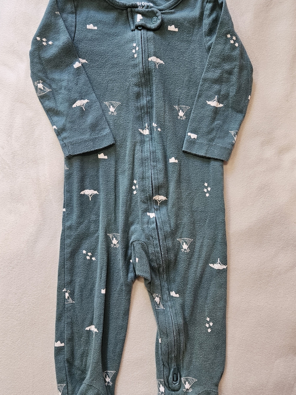 Carter's Teal Green Baby Footie Zip Pajamas - 6-9 Months